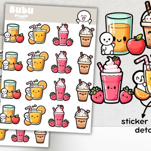 hoja de pegatinas de bebidas de verano ? pegatinas de diseño hechas a mano para planificadores y diarios de balas T088