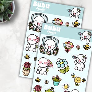 spring large doodle sticker sheet | handmade design sticker for planners and bullet journaling E001