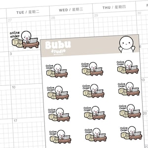 online geobsedeerd winkelstickervel | handgemaakte designstickers voor planners en bullet journaling T173