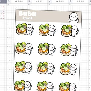 eating healthy sticker sheet | Eating Salad | handmade design stickers for planners and bullet journaling T085