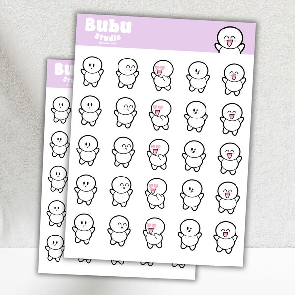 happy bubu mood sticker sheet | handmade design sticker for planners and bullet journaling T058