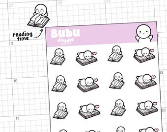 reading time sticker sheet | handmade design stickers for planners and bullet journaling T050