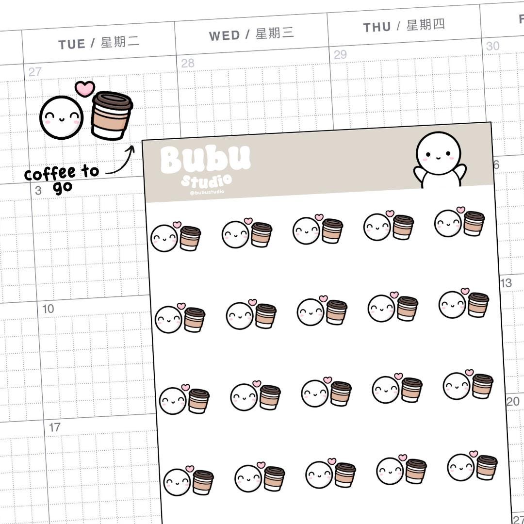 Coffee to Go Sticker Sheet| Handmade Design Stickers for Planners and ...