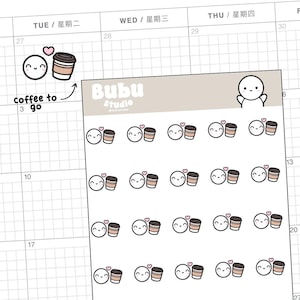 Foglio di adesivi Coffee To Go| adesivi di design fatti a mano per pianificatori e bullet journaling T215