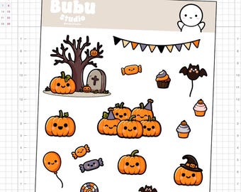 pumpkin doodles halloween sticker sheet | fall doodles | halloween doodles | handmade design stickers for planners and bullet journaling T023