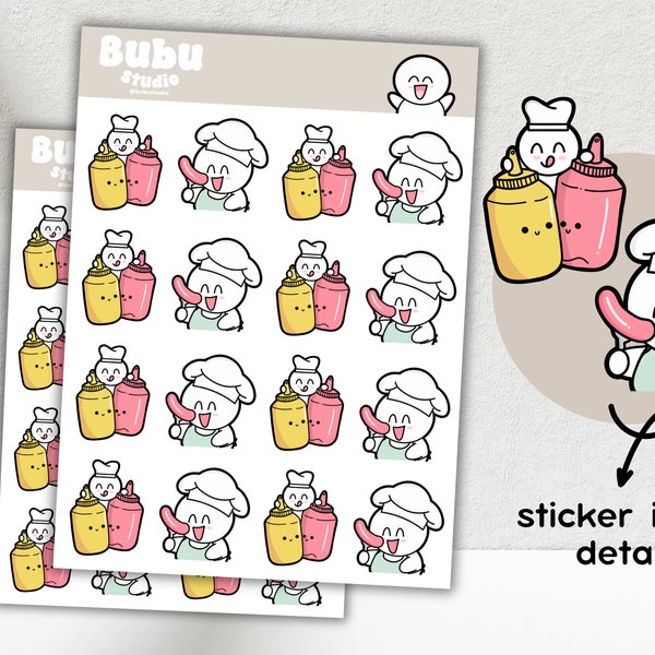barbecue time sticker sheet | grill out | handmade design sticker for planners and bullet journaling  T084