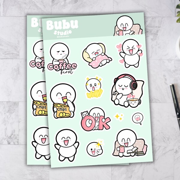 daily routine doodles | handmade drawing design sticker for planners and bullet journaling E005