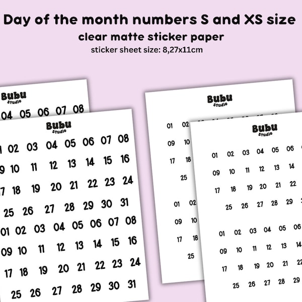 clear matte numbers sticker sheet  | sticker for planners and bullet journaling