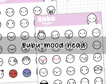 bubu's mood head sticker sheet | handmade design stickers for planners and bullet journaling