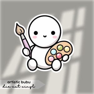artistic bubu die cut vinyl | handmade design sticker for planner