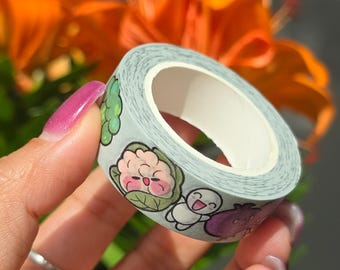 Washi tape met groentenmotief | handgemaakte washi tape met tekeningontwerp voor planners en bullet journals