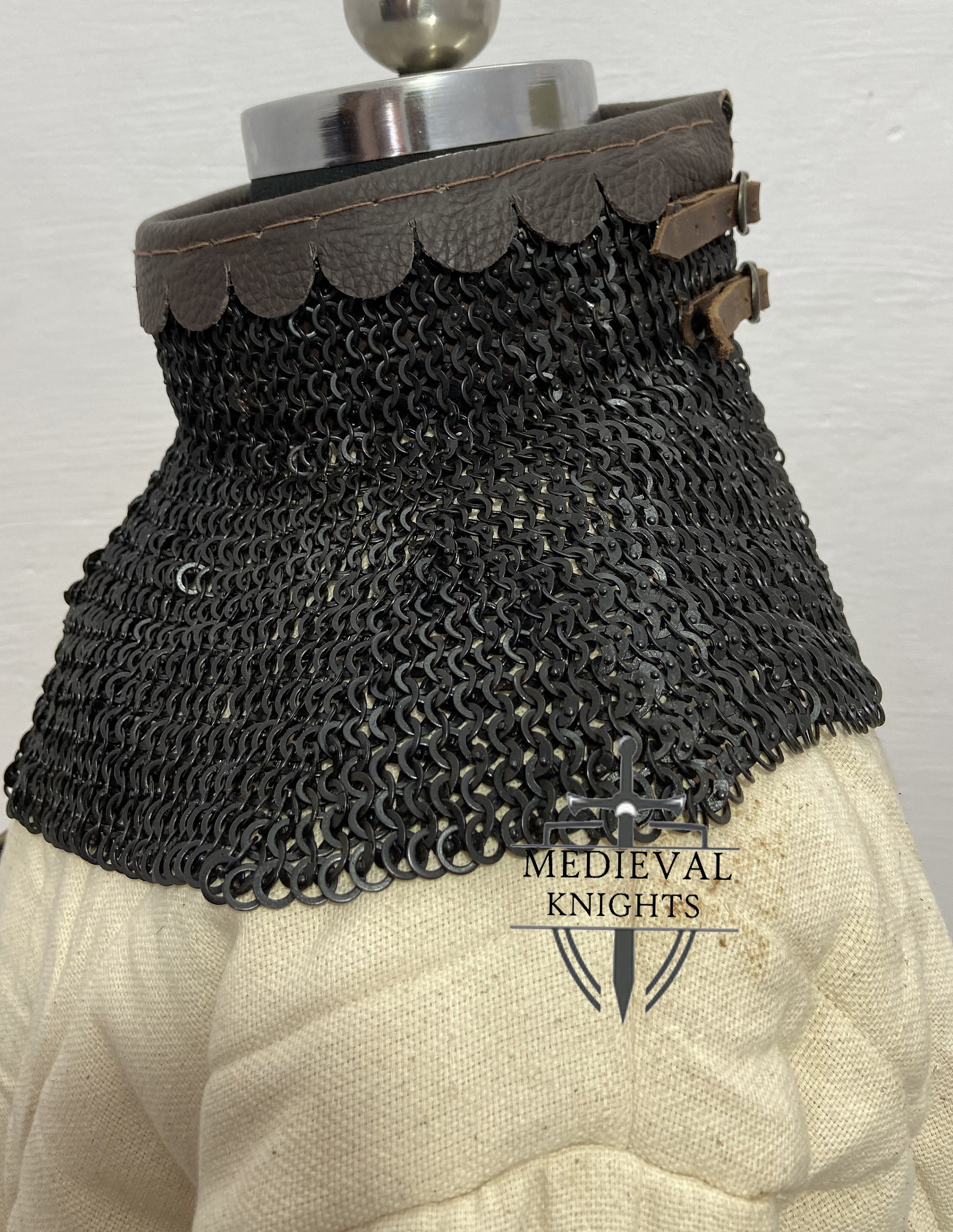 Chainmail Collar Chainmail Collar Attach With Brown Leather Etsy