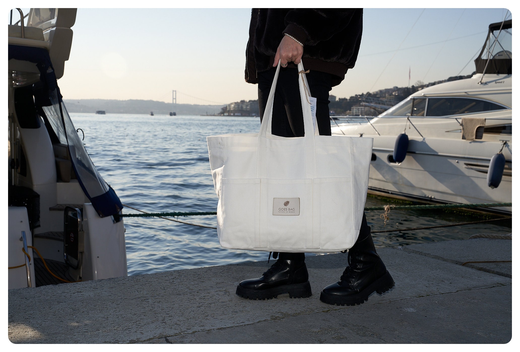 スノーブルー SLOW REGULAR COLLECTION fino tote Bag L | www