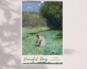 2026 Vintage Painted Scenery Art Large Wall Calendar