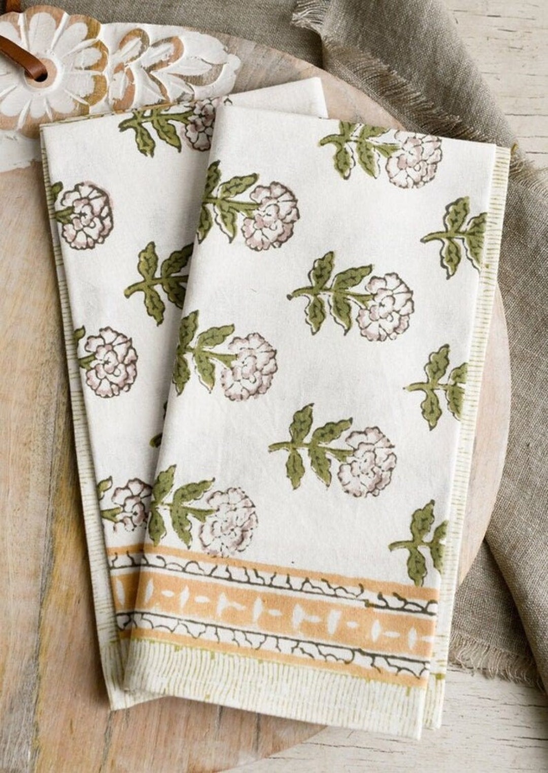 Sage Green Pink Floral Hand Block Printed Cotton Mini Dress – Puff Sleeve Boho Indian Dress