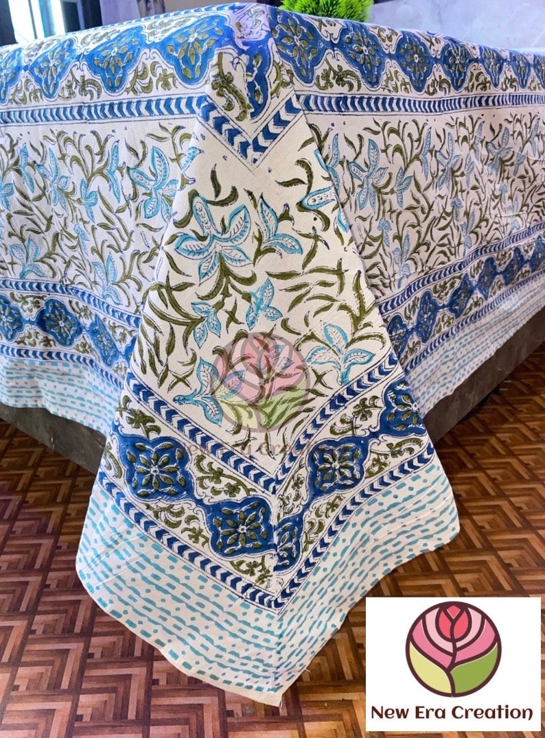 New Era Vintage Cotton Block Print Table Cover Rectangle/square/round
