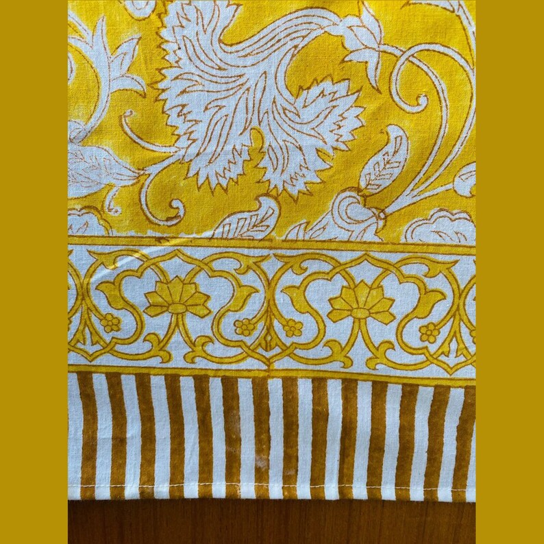 New Era Creation Saffron Yellow,off White Indian Hand Block Floral