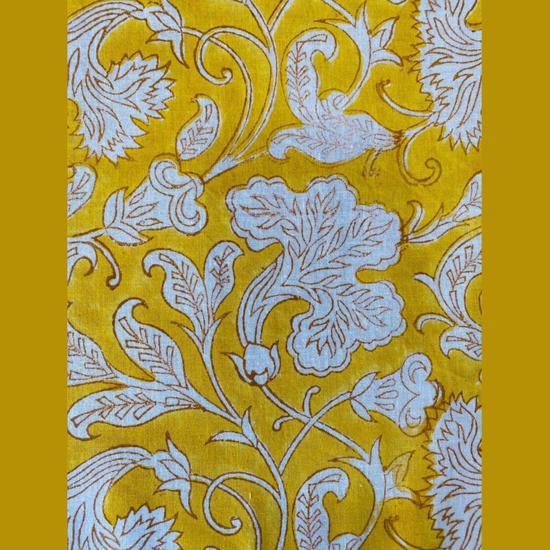 New Era Creation Saffron Yellow,off White Indian Hand Block Floral