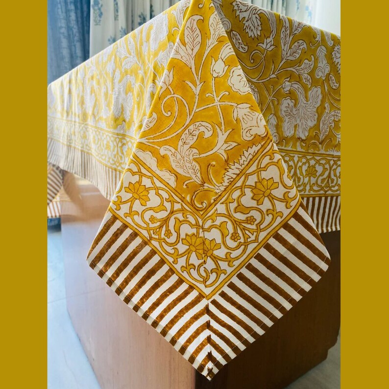 New Era Creation Saffron Yellow,off White Indian Hand Block Floral