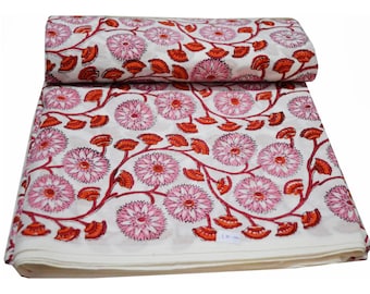 New Era Creation Beautiful Hand Block Print Fabric,Floral Print Cotton Fabric,Block Printed Indian Fabric Sold By Yard,Beautiful Pink Fabric
