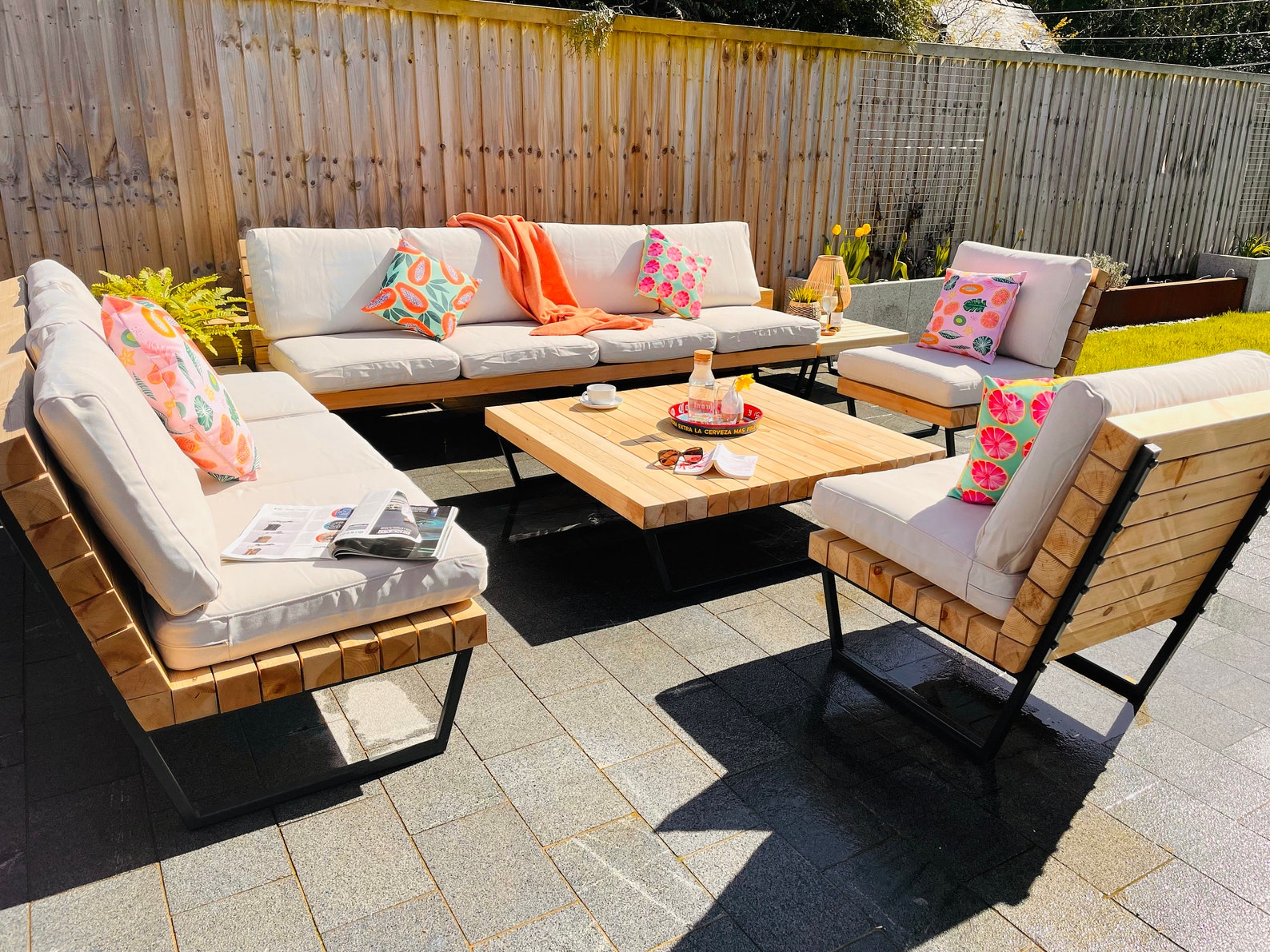 Outdoor Garden Furniture Contemporary Solid Wood Steel - Etsy UK