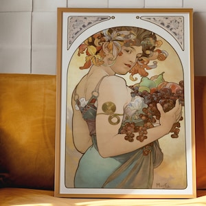 Fruit; Mucha Digital PRINT, Instant Download, Alphonse Mucha Wall Art, Rare Poster, Art Nouveau Gift