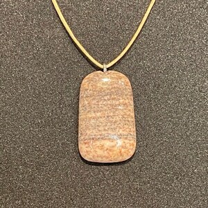 Pretty Handcrafted Beachy Natural Pink and Black Striped Ohio Granite Necklace