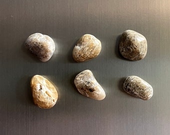 Handmade Natural Stone Refrigerator Magnets Set of 6 - Mixed Quartz Crystals