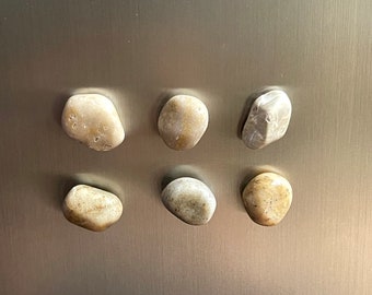 Handmade Natural Stone Refrigerator Magnets Set of 6- Multicolor Chalcedony