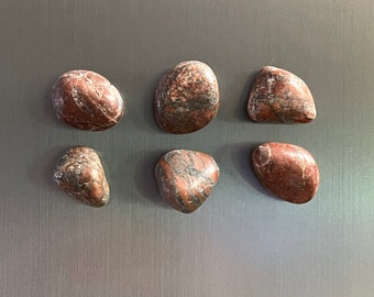 Handmade Natural Stone Refrigerator Magnets Set of 6 - Cool Red and Black Mix