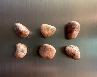 Handmade Natural Stone Refrigerator Magnets Set of 6 - Pretty Pink Granite