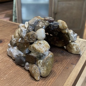 Decorative Natural Rock Tank Ornament - Resin Coated Aquarium Cave Hide