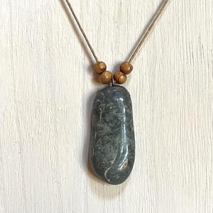 Handmade Natural Stone Necklace - Green Jasper Pendant