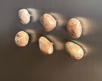 Handmade Natural Stone Refrigerator Magnets Set of 6- Dark Red Granite Stones