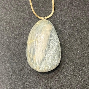 Handmade Natural Long Stone Necklace - Green and Tan Jasper Mix Pendant