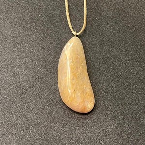 Handmade Natural Stone Necklace - Pretty White and Tan Quartz Crystal Pendant