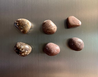 Handmade Natural Refrigerator Magnets Set of 6- Various Beautiful Red Stones