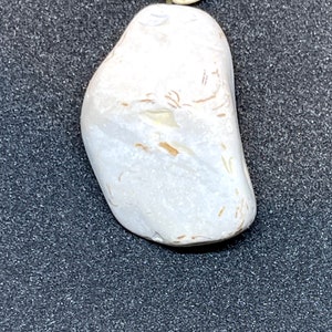 Handcrafted Primitive Natural Stone Long Necklace- White Flint Chert Pendant