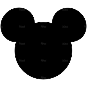 May include: Black silhouette of a Mickey Mouse head.