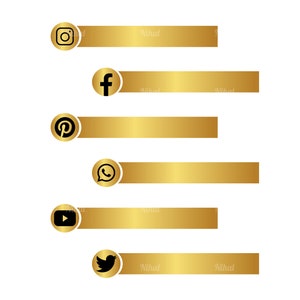 Gold Social Media Icons Svg | Social Media Ribbon Banner | Gold Social Media Png