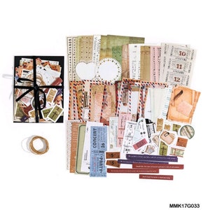 83 Stück Journal Kit, Vintage Journal, Postkarten, Journal Aufkleber, Ephemera, Briefmarken, Tickets, transparente Aufkleber, Papierpackung, Journal Kit,