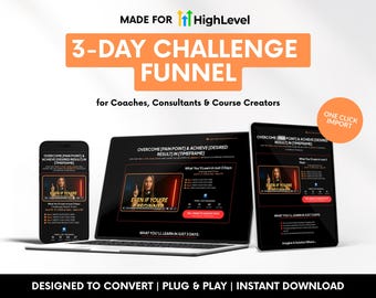 Go High Level 3-Day Challenge Funnel: DFY Lead Magnet + Upsell Page Template
