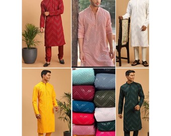 New Chikankari kurta men traditional beautiful party wear kurta / Casual kurta/ wedding kurta/ Good and best high quality outfit men's kurta