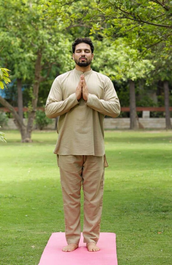 Olive Green Kurta Pajama Premium Cotton Comfort Outfit Perfect for Yoga or Meditation Ideal Unisex Gift Morning Yoga Kurta Men s Clothes Etsy Canada