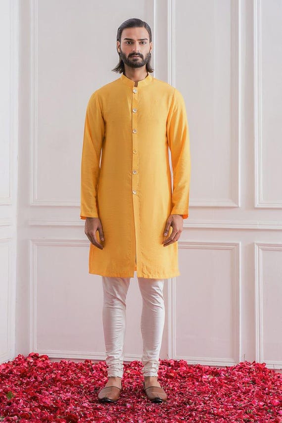 Summer Yellow Kurta With Churidar Pajama Front Open Yellow Kurta Designer Kurta Pajamas Front Cut Design Kurta Handmade Kurta Pajama Men Etsy Finland