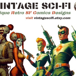 Retro Sci-Fi, Vintage Poster Art, Retro Futuristic Wall art, Vintage Sci Fi, Retro Comics, Raygun Gothic Printable, Pulp Magazine Cover Art image 8