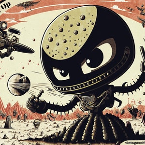 Retro Alien Robot Print, Vintage Sci Fi, Retro Comics, Vintage Poster Art, Pop Surrealism Printable, Pulp Magazine Cover Art, Sci-Fi Pop Art