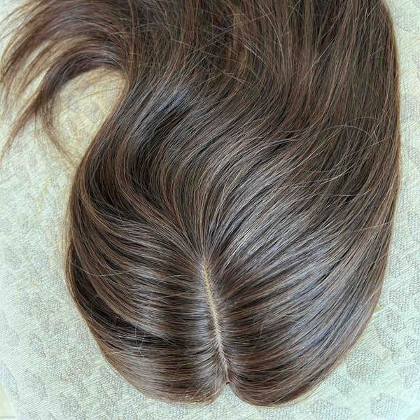 Tillstyle 100%  humanHair topper for Women Dark Brown remy hunan hair real part scalp hair thinning crown hair volume party or casual