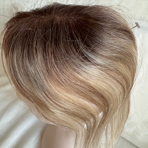 Nakładki na włosy Tillstyle 100% z ludzkich włosów platynowy blond popielaty brąz pasemka nakładka na włosy