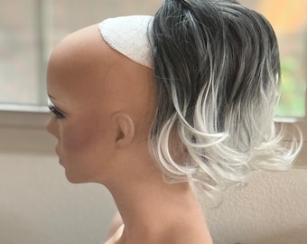 Tillstyle dark grey clip in ponytail creamy ends